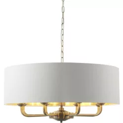   ENDON 98938 HIGHCLERE Ernyős Függesztett Lámpa Antik Sárgaréz, Fehér E14 IP20