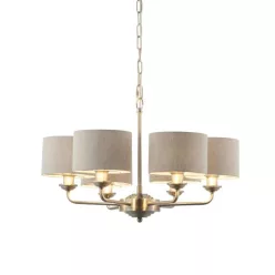   ENDON 99151 HIGHCLERE Modern Csillár Természetes Vászon, Csiszolt Ezüst E14 IP20