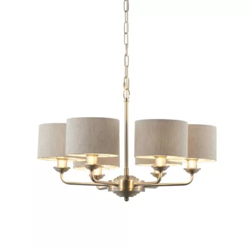 ENDON 99151 HIGHCLERE Modern Csillár Természetes Vászon, Csiszolt Ezüst E14 IP20
