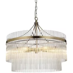   ENDON 99166 MARIETTA Glamour Függesztett Lámpa Antik Sárgaréz, Átlátszó E14 IP20