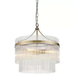   ENDON 99167 MARIETTA Glamour Függesztett Lámpa Antik Sárgaréz, Átlátszó E14 IP20