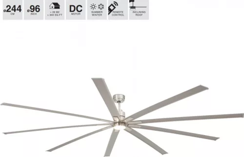 ventilátoros lámpa nikkel színű vázzal és fém testtel beltéri használatra faro-33496 - moretti.hu
