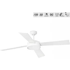 ventilátoros lámpa fehér színű vázzal és fém testtel beltéri használatra faro-33726 - moretti.hu