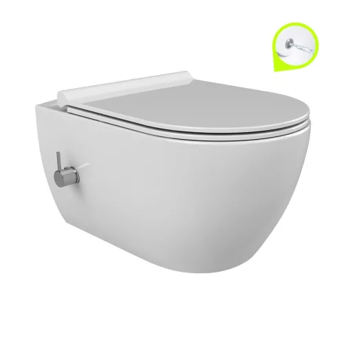 CeraStyle CITY fali WC - MATT FEHÉR- BEÉPÍTETT bidé funkcióval -rimless -perem nélküli - 53 cm