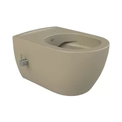   CeraStyle CITY fali WC - MATT BÉZS - BEÉPÍTETT bidé funkcióval - perem nélküli - 53 cm
