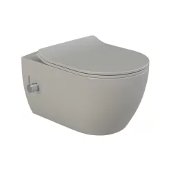   CeraStyle CITY fali WC - MATT SZÜRKE - BEÉPÍTETT bidé funkcióval - perem nélküli - 53 cm