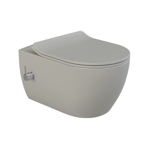 CeraStyle CITY fali WC - MATT SZÜRKE - BEÉPÍTETT bidé funkcióval - perem nélküli