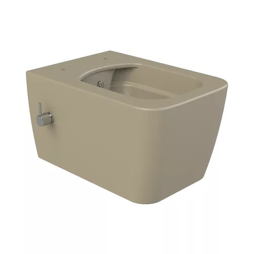 CeraStyle HERA fali WC - MATT BÉZS - BEÉPÍTETT bidé funkcióval - perem nélküli - 52 cm