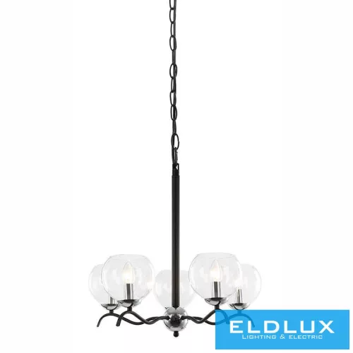 ELDLUX BLTULIP Csillár Fekete 5×E14 Max 40W