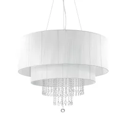 függesztett lámpa fehér színű vázzal és fém testtel beltéri használatra ideal-lux-165011 - moretti.hu