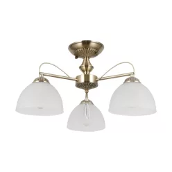   ITALUX PND-40623-3-AB MORETI Mennyezeti Csillár Antik Sárgaréz, Fehér, Opál E27 IP20