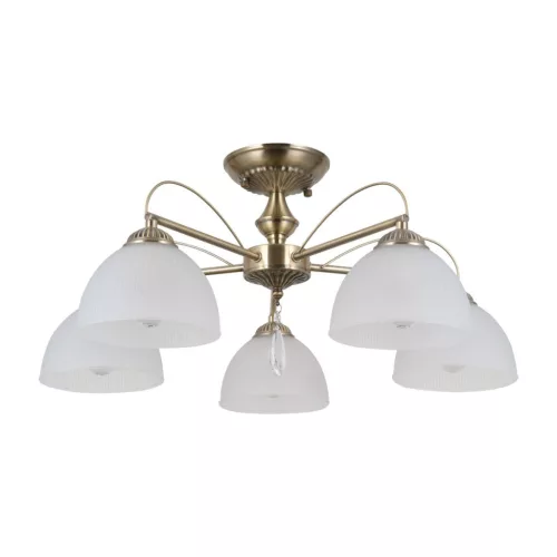 ITALUX PND-40623-5-AB MORETI Mennyezeti Csillár Antik Sárgaréz, Fehér, Opál E27 IP20
