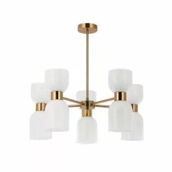   ITALUX PND-57602-5-BRO MONZA Glamour Csillár Fehér, Sárgaréz E27 IP20