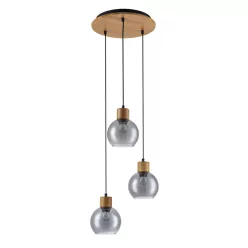   ITALUX PND-67505-3-WD VELMA Többágú Függesztett Lámpa Füstös, Faipari E27 IP20