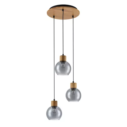 ITALUX PND-67505-3-WD VELMA Többágú Függesztett Lámpa Füstös, Faipari E27 IP20