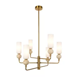   ITALUX PND-95331-6-BRSS SANTOS Glamour Függesztett Lámpa Bézs, Sárgaréz, Opál, Átlátszó G9 IP20