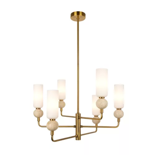 ITALUX PND-95331-6-BRSS SANTOS Glamour Függesztett Lámpa Bézs, Sárgaréz, Opál, Átlátszó G9 IP20