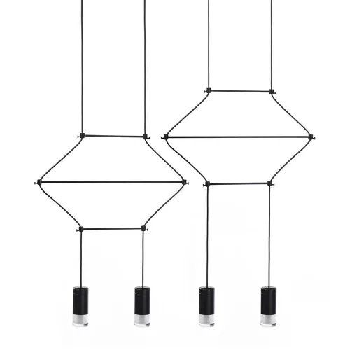 KING HOME JD0032-4P FLUSSO Többágú Függesztett Lámpa Fekete G9 IP20