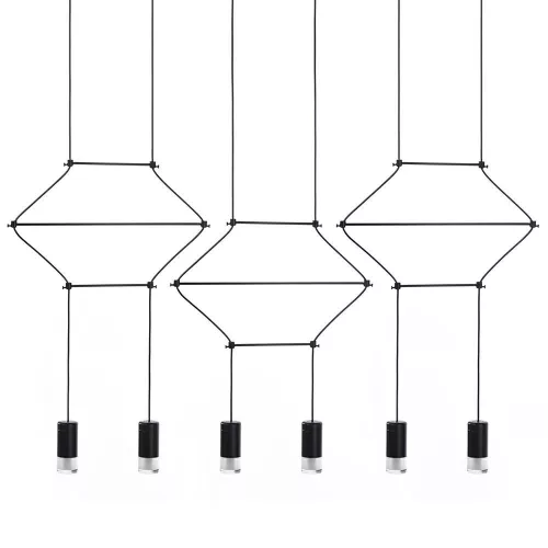 KING HOME JD0032-6P FLUSSO Többágú Függesztett Lámpa Fekete G9 IP20