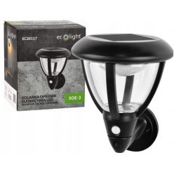   EcoLight Napelemes fali lámpa mozgásérzékelővel és alkonykapcsolóval SOE-3