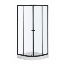 Leo 80 Black curved shower cabin with shower tray