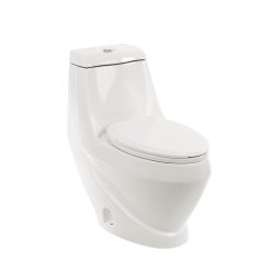   Coral Monobloc toilet bowl with lower spout and soft close seat