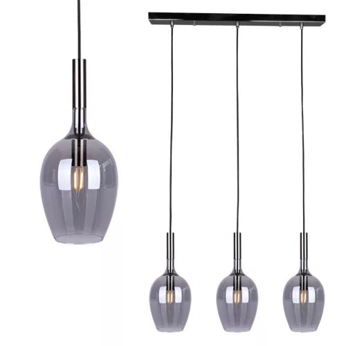 MILAGRO ML8814 LUGANO Többágú Függesztett Lámpa Fekete, Ezüst E14 IP20