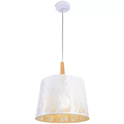   MAYTONI MOD029-PL-01-W LATNERN Ernyős Függesztett Lámpa Fehér, Világos Fa E27 IP20