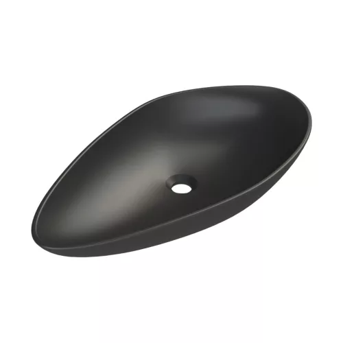 CeraStyle OLIVE - PULTRA ültethető - Top Counter - porcelán mosdó - MATT FEKETE -75 x 38 cm