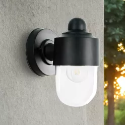   PREZENT 48324 HALIFAX Modern Kültéri Fali Lámpa Fekete, Átlátszó E27 IP44