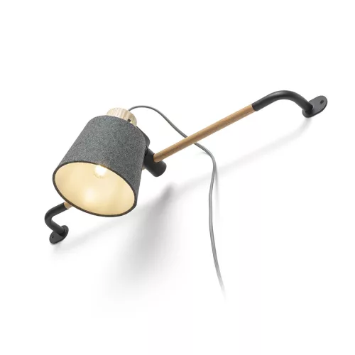 RENDL CHOUPETTE fali lámpa, csúsztatható feketésszürke textil/fa 230V LED E27 11W