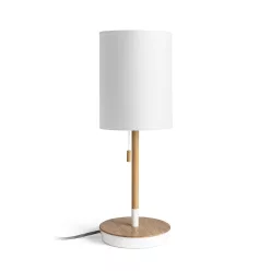   RENDL KEITH/RON 15/20 asztali lámpa USB-vel Polycotton fehér/bükk 230V LED E27 15W