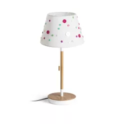   RENDL KEITH/DELISA asztali lámpa USB-vel fehér gombok/bükk 230V LED E27 11W