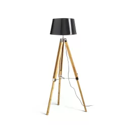   RENDL ALVIS/RIDICK állólámpa csillogó fekete arany fólia/bambusz/króm 230V LED E27 15W