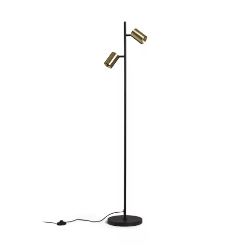 RENDL FLYNN II állólámpa fekete/szálcsiszolt sárgaréz 230V LED GU10 2x9W