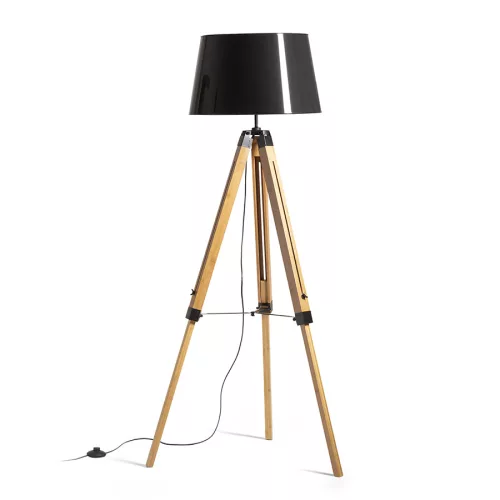 RENDL ALVIS/RIDICK állólámpa csillogó fekete arany fólia/bambusz/fekete 230V LED E27 15W