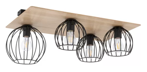 SIGMA LIGHTING 32360 CYBER Loft Mennyezeti Lámpa Fekete, Tölgy E27 IP20