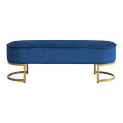   Dizájnos pad, kék Velvet szövet/gold króm-arany, MIRILA NEW-S