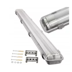   Berge 120 cm-es armatúra 2x18 W-os víztiszta fedéllel natúr fehér LED fénycsövekkel
