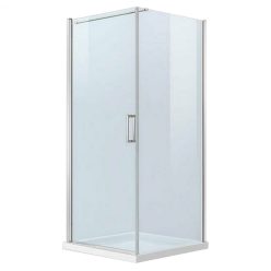   Simple square shower cubicle with opening door without shower tray