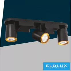   UNIVERSO Spot lámpatest 3xGU10 Max.35w IP20 350x70x108mm Fekete/Arany