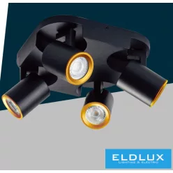   UNIVERSO Spot lámpatest 4xGU10 Max.35w IP20 220x220x108mm Fekete/Arany