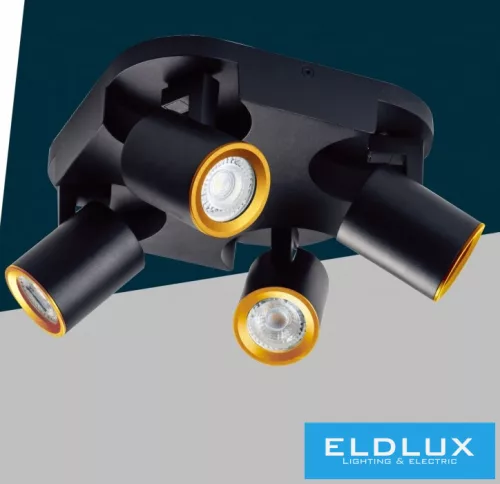UNIVERSO Spot lámpatest 4xGU10 Max.35w IP20 220x220x108mm Fekete/Arany