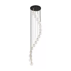  TK LIGHTING 10182 AURORA Többágú Függesztett Lámpa Fekete, Átlátszó, Arany G9 IP20