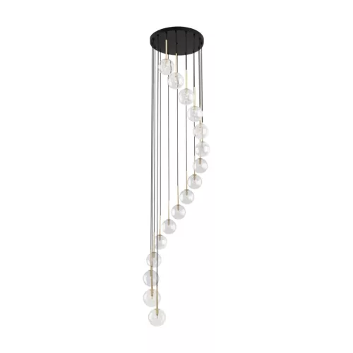 TK LIGHTING 10182 AURORA Többágú Függesztett Lámpa Fekete, Átlátszó, Arany G9 IP20