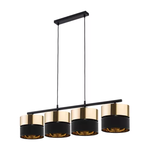 TK LIGHTING 4342 HILTON Többágú Függesztett Lámpa Fekete, Arany E27 IP20