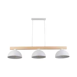   TK LIGHTING 4712 SOLO Többágú Függesztett Lámpa Fehér, Világos Fa E27 IP20