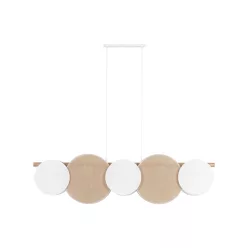   TK LIGHTING 4815 PULES Glamour Függesztett Lámpa Bézs, Fehér, Faipari E27 IP20