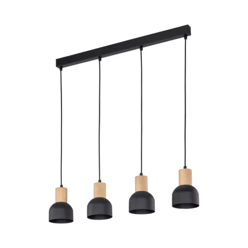 TK LIGHTING 4896 CAIRO Többágú Függesztett Lámpa Fekete, Faipari E27 IP20