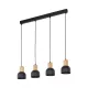 TK LIGHTING 4896 CAIRO Többágú Függesztett Lámpa Fekete, Faipari E27 IP20